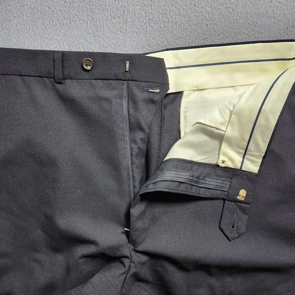 Lauren Ralph Lauren Dress Pants Men 36X34(31.5) Navy Flat Front Super 100's Wool